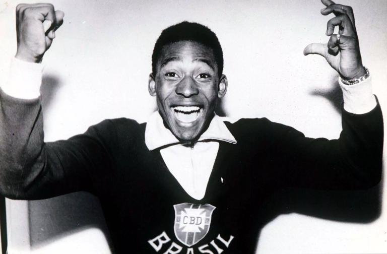 1958 World Cup Final, Stockholm, Sweden, 29th June, 1958, Sweden 2 v Brazil 5, Brazil's Pele jubilant after the final in which he scored twice. (Photo by Popperfoto via Getty Images)